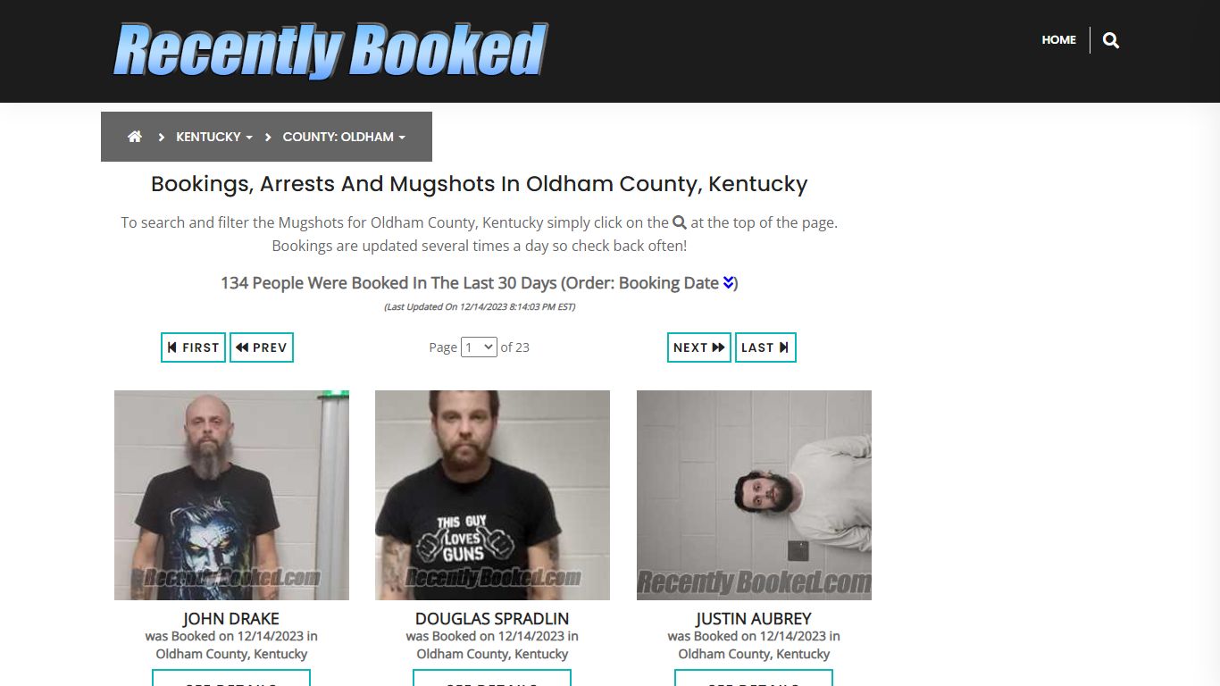 Bookings, Arrests and Mugshots in Oldham County, Kentucky - Recently Booked