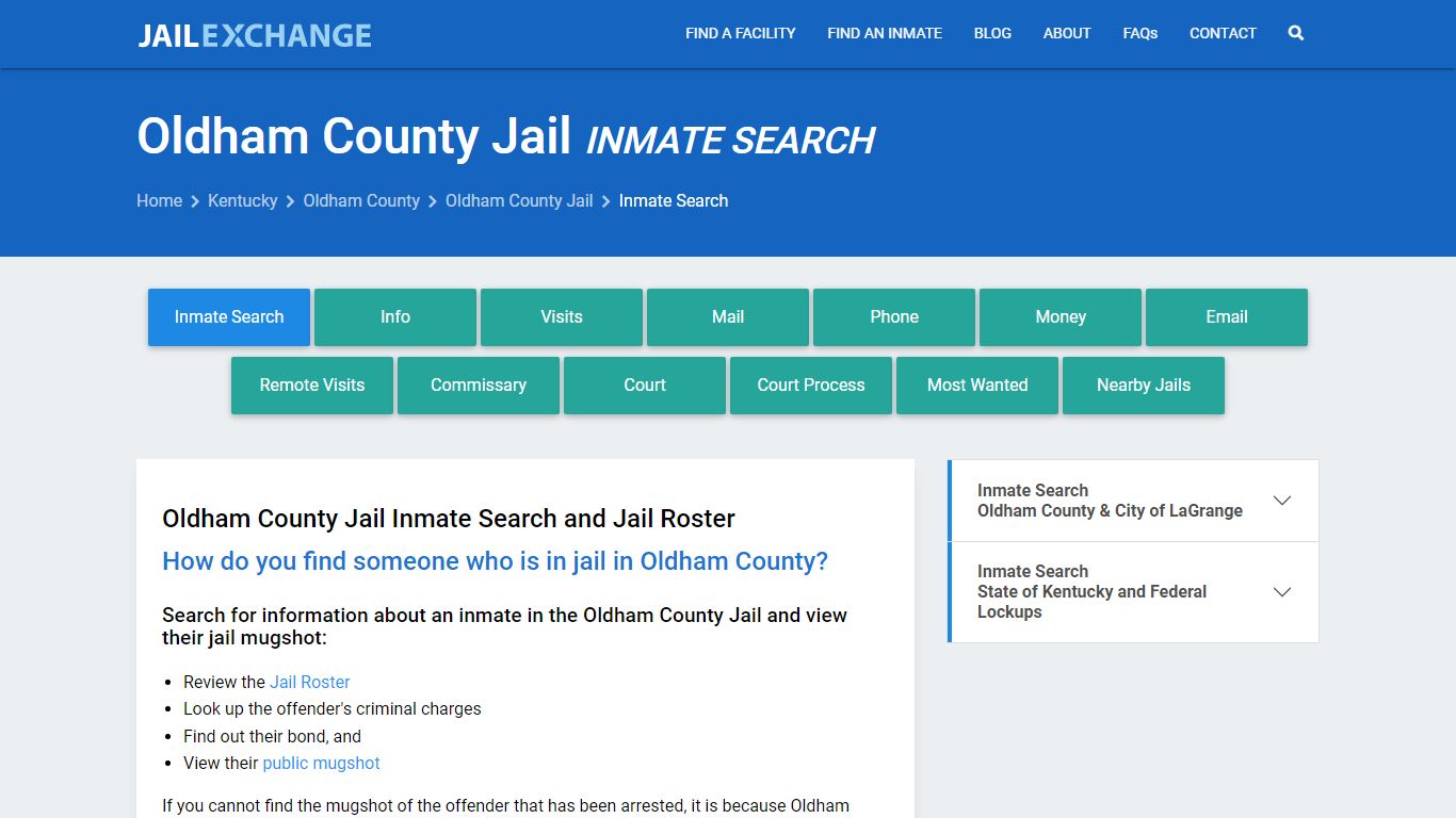 Inmate Search: Roster & Mugshots - Oldham County Jail, KY