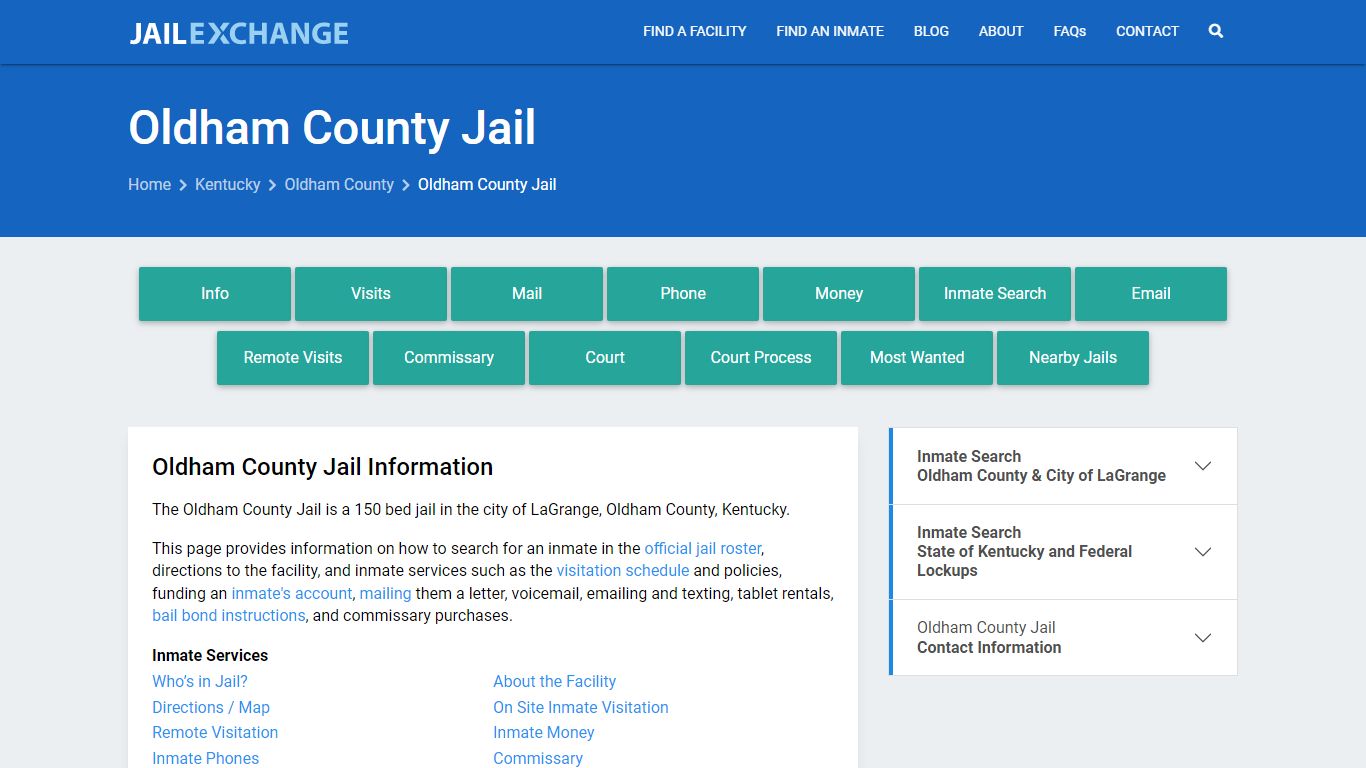 Oldham County Jail, KY Inmate Search, Information